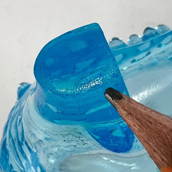 Vtg Fenton Cat Head Blue Opalescent Hobnail Glass 3995 Slipper Shoe 60s Glows - Picture 14 of 16